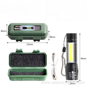 New hot sale 2 in 1 portable mini give away promotion gift cheap aluminum EDC zoom pocket clip flashlight rechargeable torch led